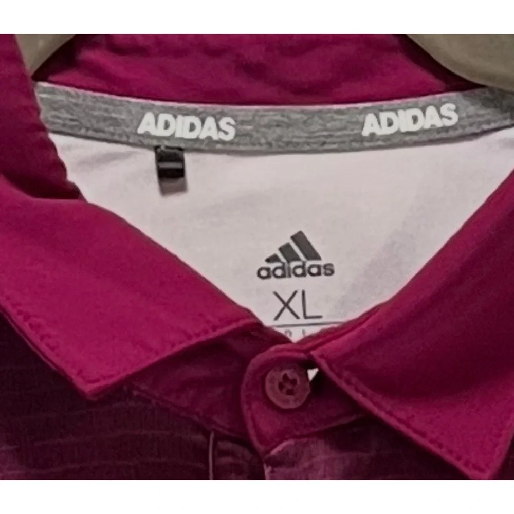 Adidas Polo Shirt Golf Mens XL Burgundy Performance Athletic Sportswear